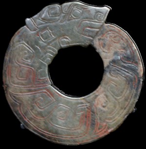 Ring with coiled dragon design, Jade ware, Shang Dynasty, by Mountain at Shanghai Museum